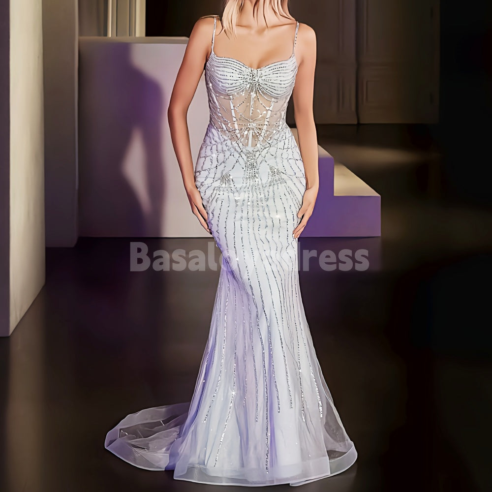 BDES00019 Custom made Sweetheart Neck Fitted Sheer Corset Long Bead Crystal Prom Dress Plus Size Dress