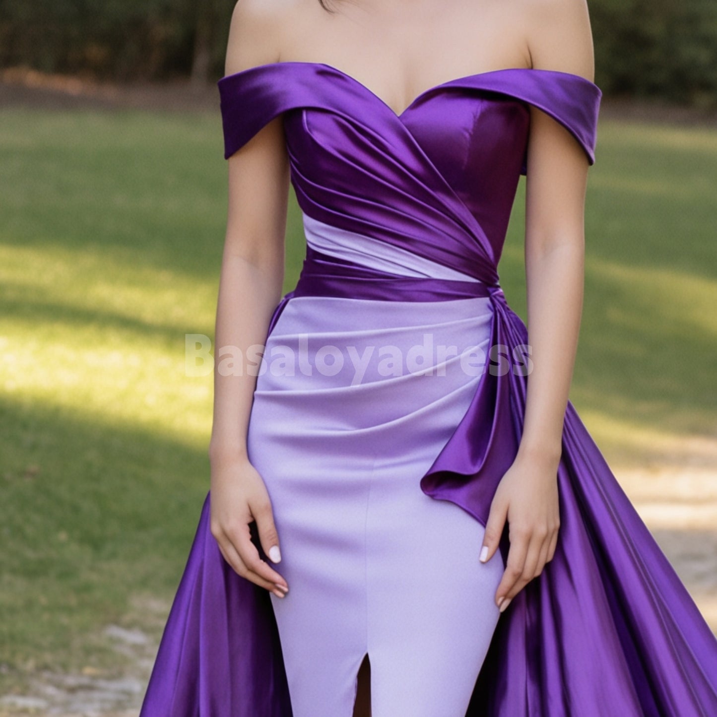 BDES00161 Sexy Off Shoulder Sweetheart Mermaid Split Prom Dresses With Detachable Train