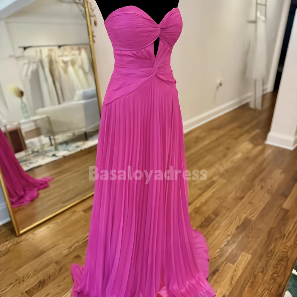 BDES00011 A-line Off Shoulder Sweetheart Neckline Pleated Floor-Length Prom Dress