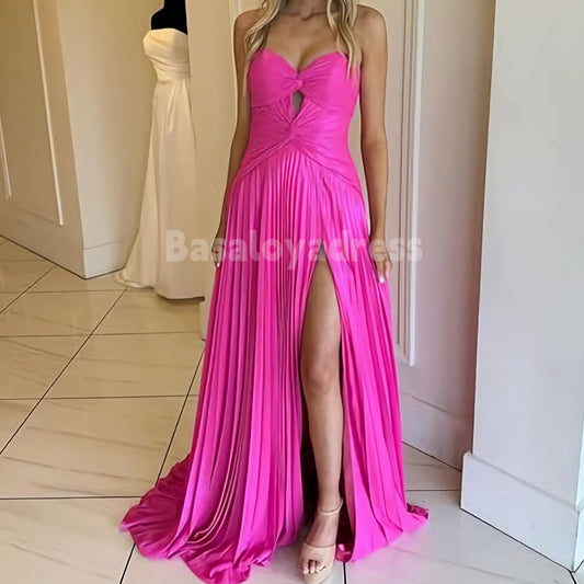 BDES00011 A-line Off Shoulder Sweetheart Neckline Pleated Floor-Length Prom Dress