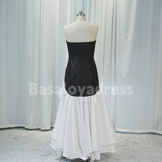 BSD00019 Women's High Slit Tight Leg-revealing Off-Shoulder Ruffled Homecoming Dress