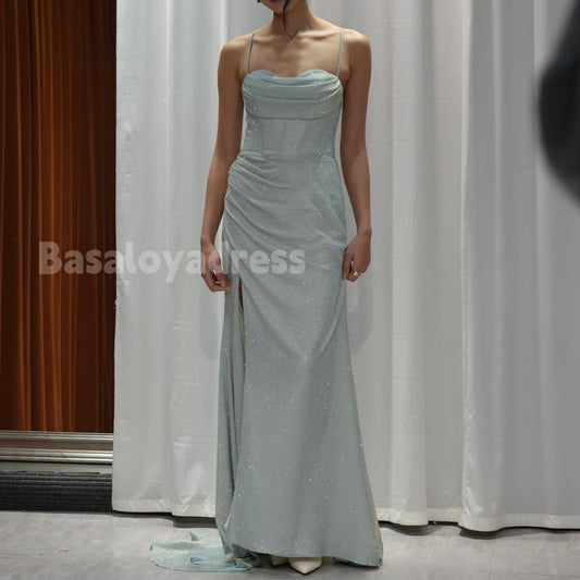 BDES00008 New Women's Sexy Tight Backless Strap Sequin Green Party Evening Dress