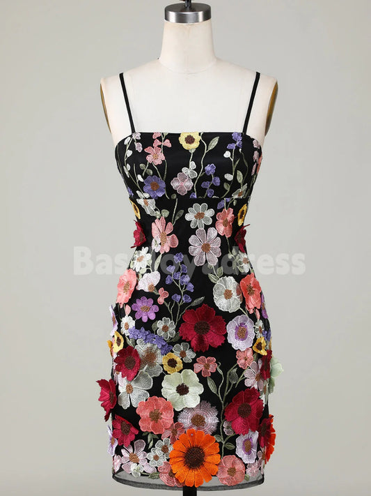 BSD00060 Sexy Women Floral Bodycon Mini Cocktail Dress Spaghetti Strap A-Line Party Short Dress Y2K Egirl Streetwear
