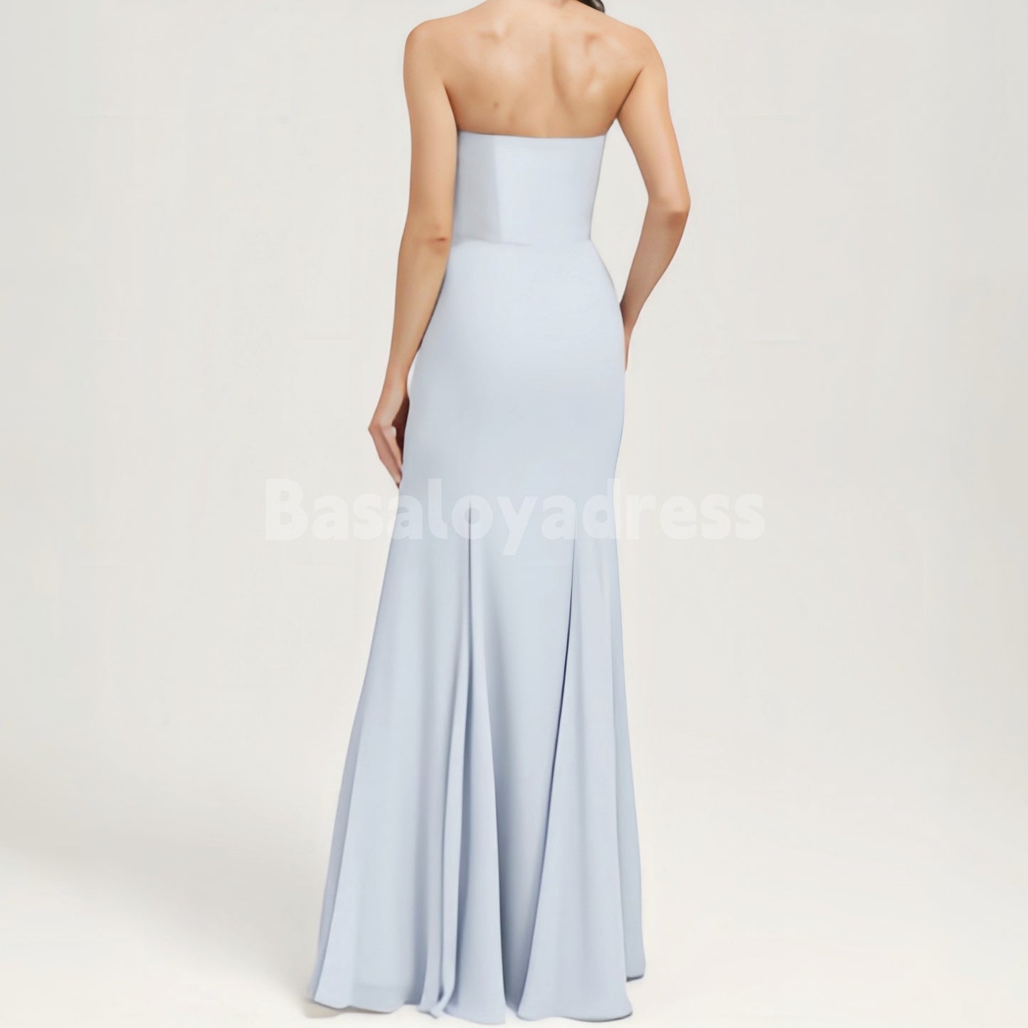 BDES00069 Trumpet/Mermaid Straight Floor-Length Off-shoulder Chiffon Prom Dress Bridesmaid Dress With Bow Decoration