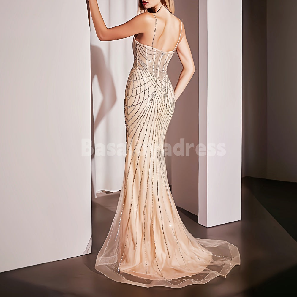 BDES00019 Custom made Sweetheart Neck Fitted Sheer Corset Long Bead Crystal Prom Dress Plus Size Dress