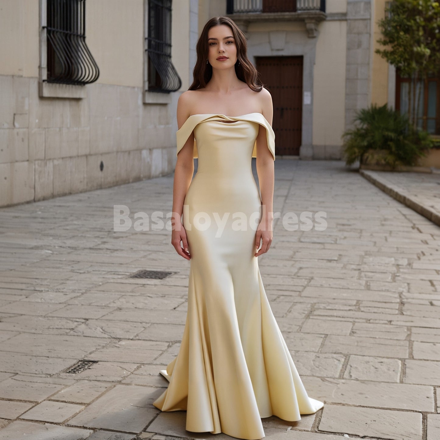 BDES00142 Mermaid Off The Shoulder Maxi Prom Dress Satin Long Pleated Formal Evening Party Gown for Women 2026