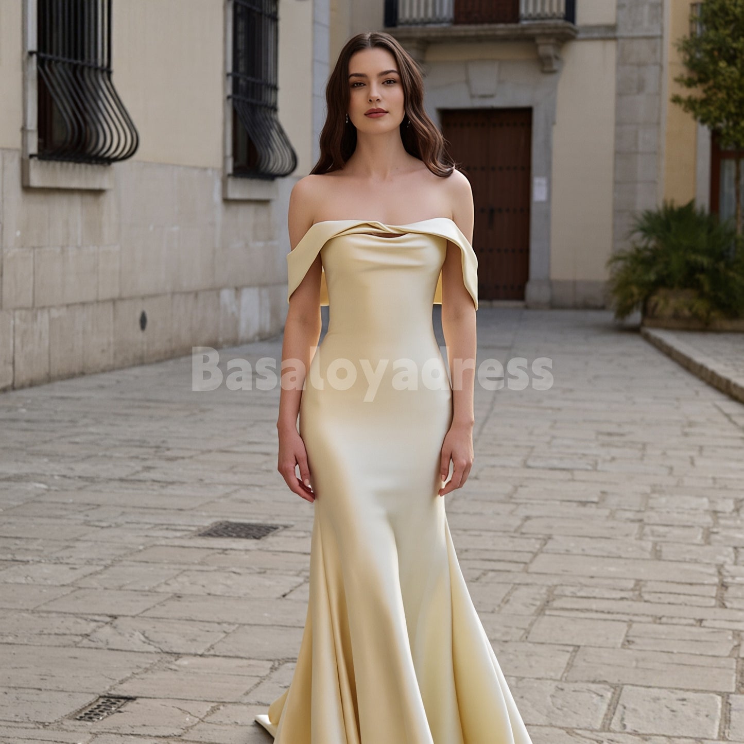 BDES00142 Mermaid Off The Shoulder Maxi Prom Dress Satin Long Pleated Formal Evening Party Gown for Women 2026