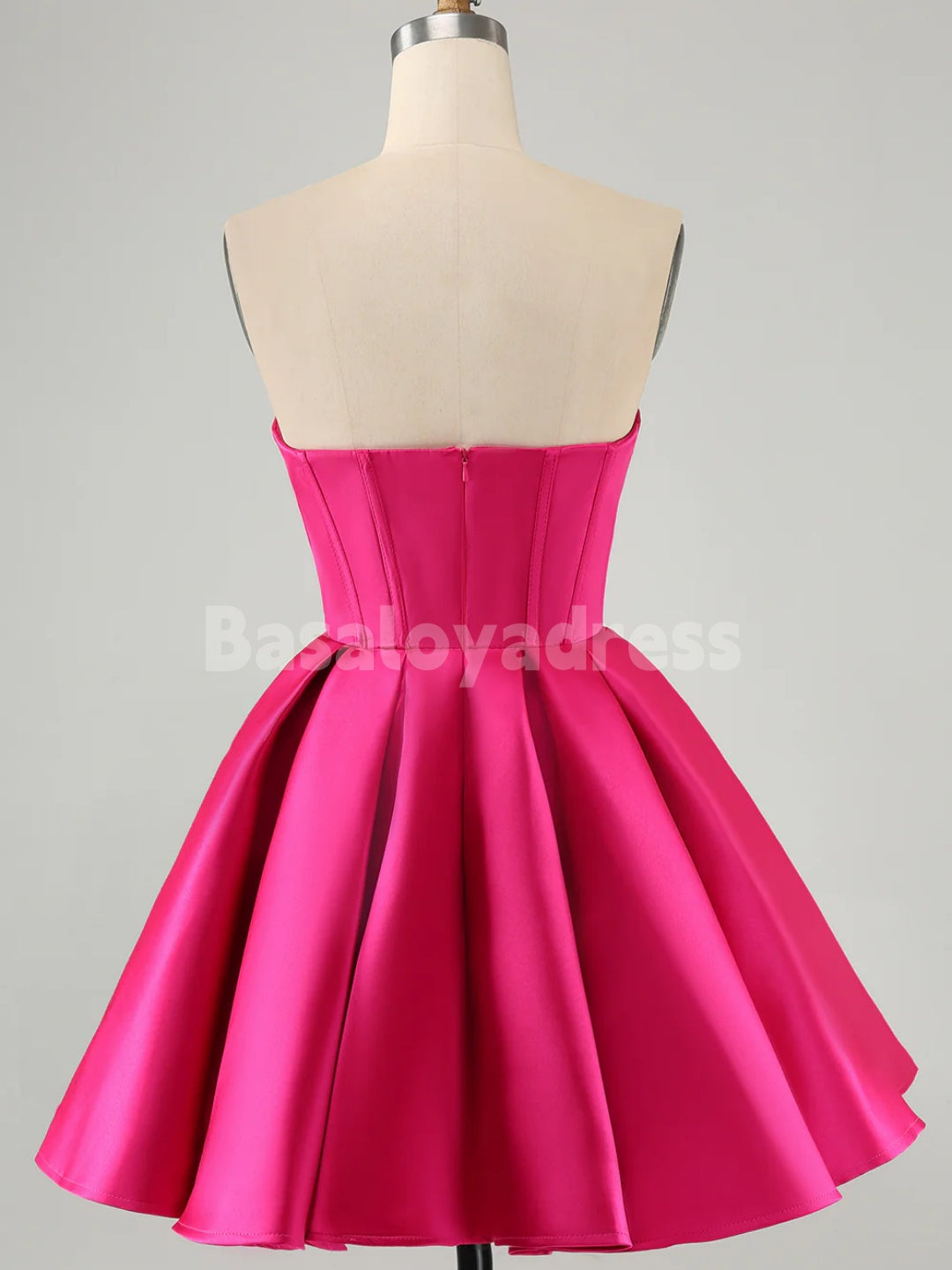 BSD00059 A Line Sweetheart Corset Sleeveless Short Fuchsia Homecoming Dress with Sequin Beading