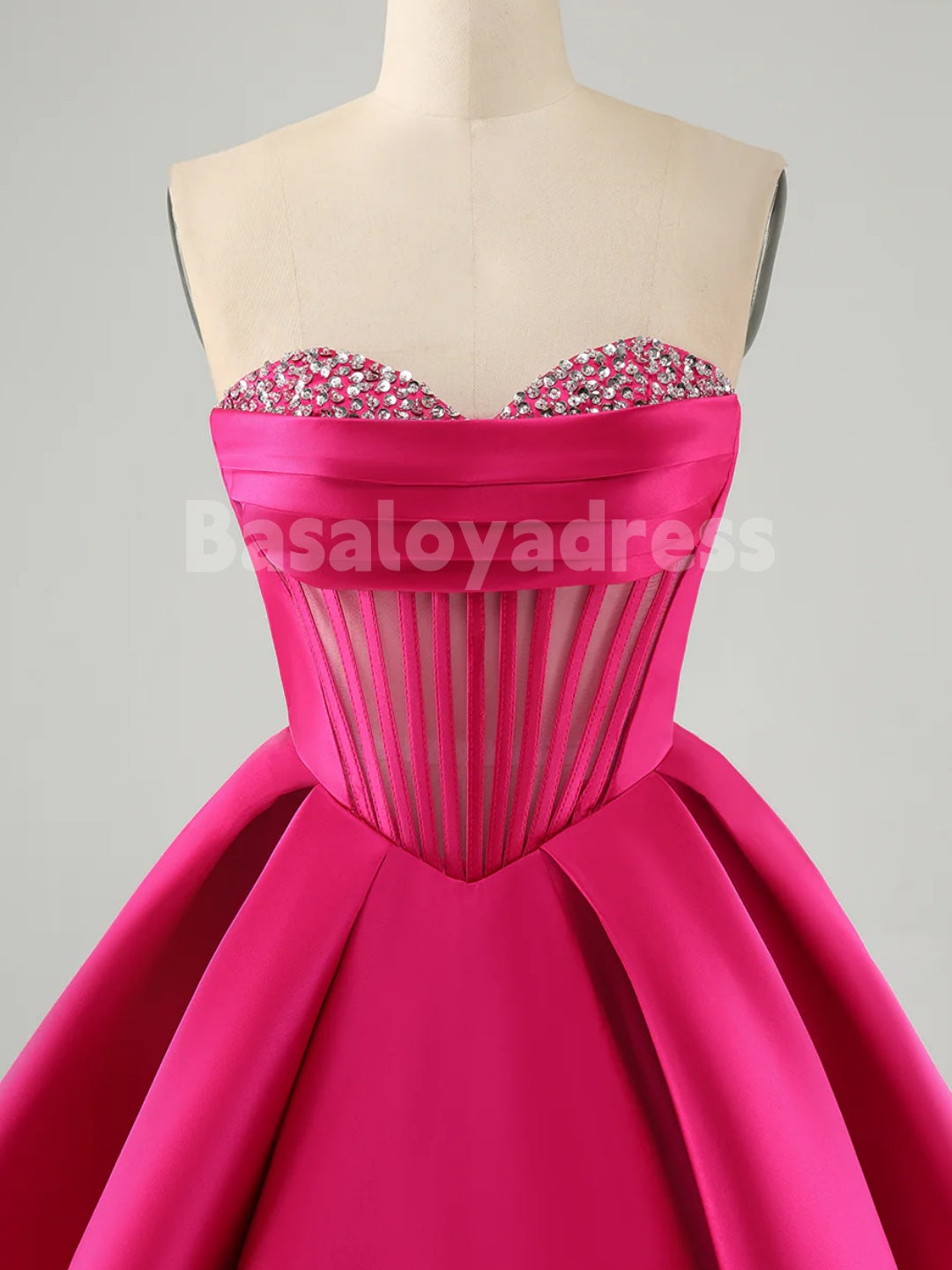 BSD00059 A Line Sweetheart Corset Sleeveless Short Fuchsia Homecoming Dress with Sequin Beading