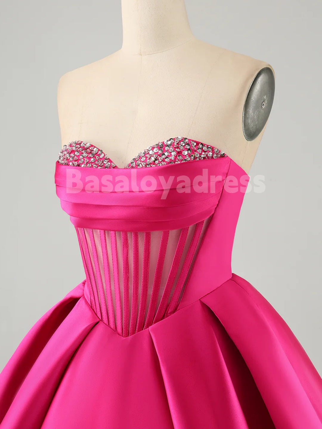 BSD00059 A Line Sweetheart Corset Sleeveless Short Fuchsia Homecoming Dress with Sequin Beading