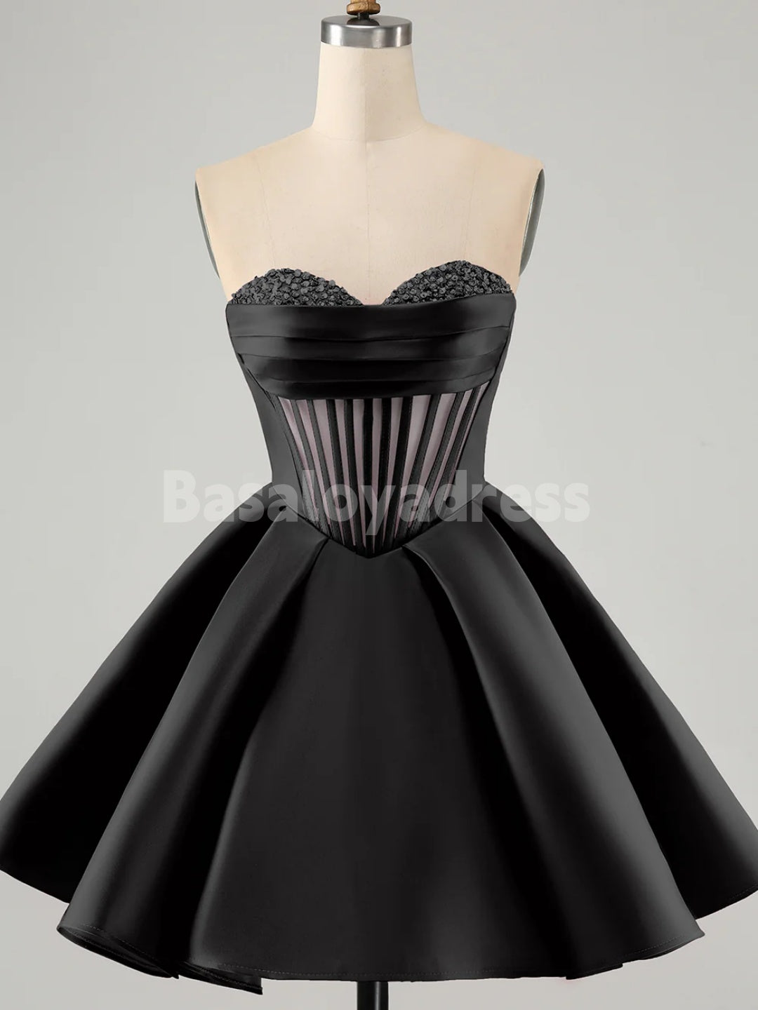 BSD00059 A Line Sweetheart Corset Sleeveless Short Fuchsia Homecoming Dress with Sequin Beading