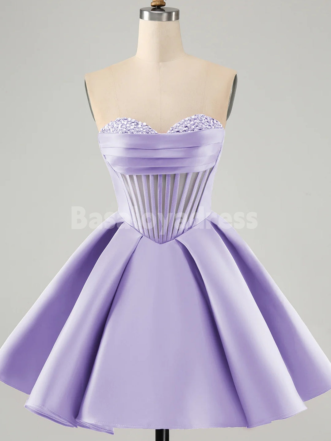 BSD00059 A Line Sweetheart Corset Sleeveless Short Fuchsia Homecoming Dress with Sequin Beading