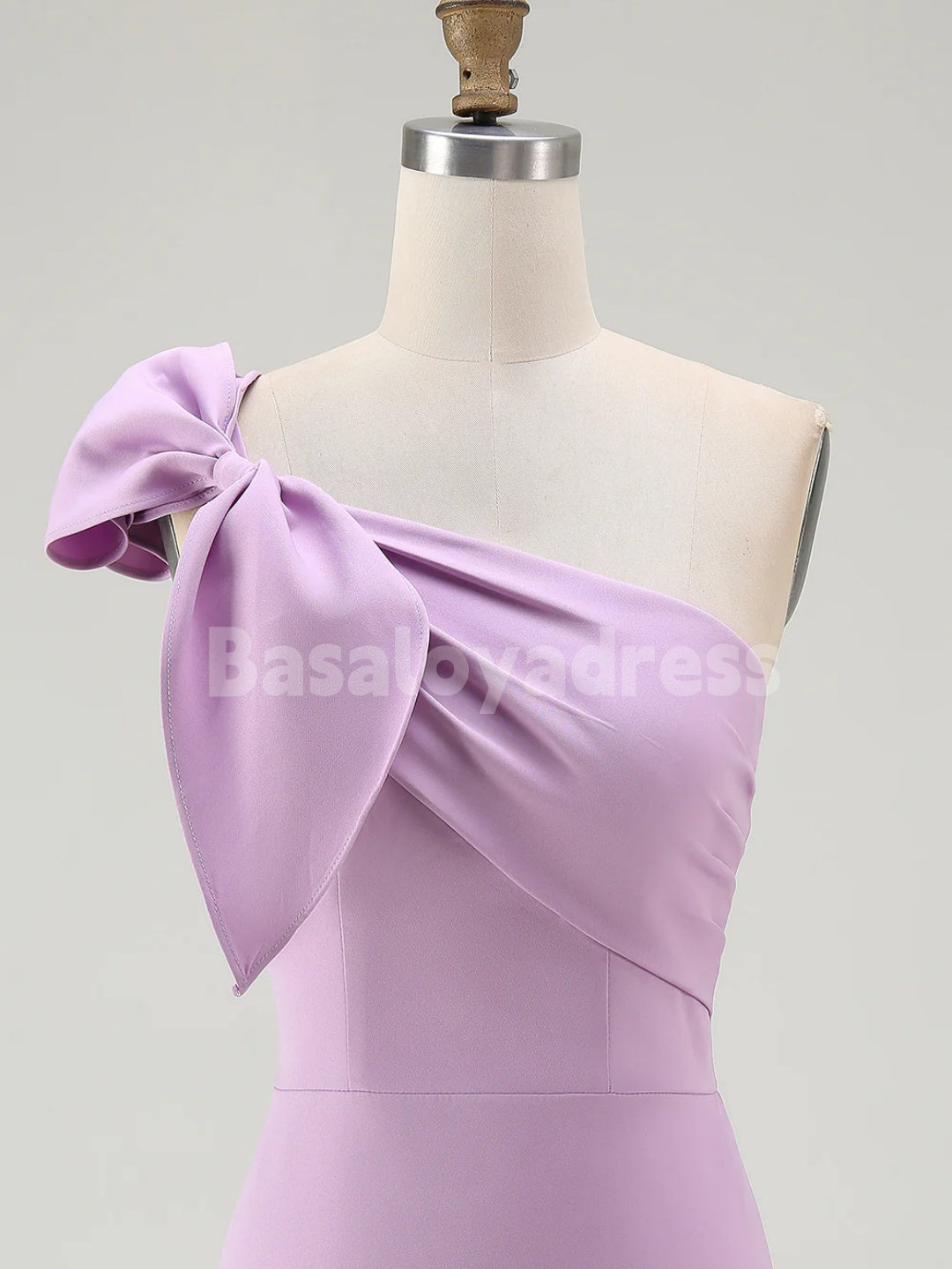 BSD00073 Lilac One Shoulder Bow Homecoming Dress Short Graduation Dress