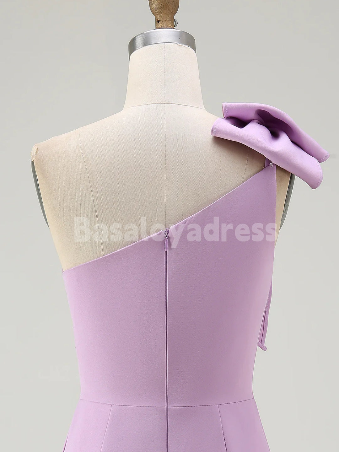 BSD00073 Lilac One Shoulder Bow Homecoming Dress Short Graduation Dress