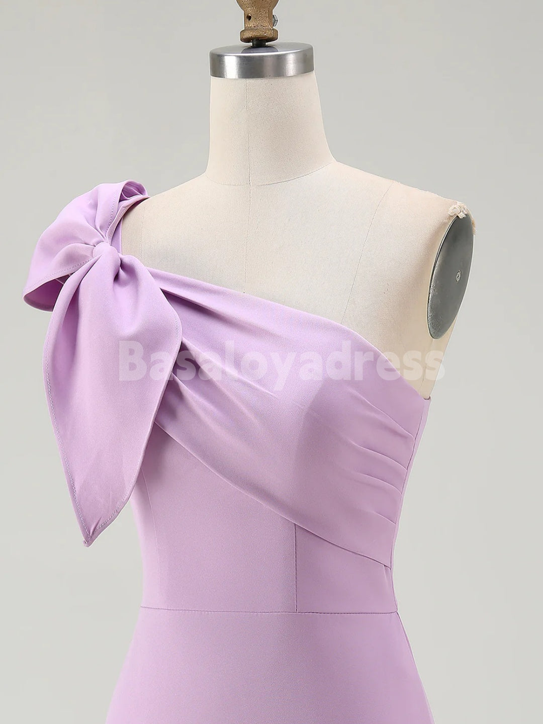 BSD00073 Lilac One Shoulder Bow Homecoming Dress Short Graduation Dress