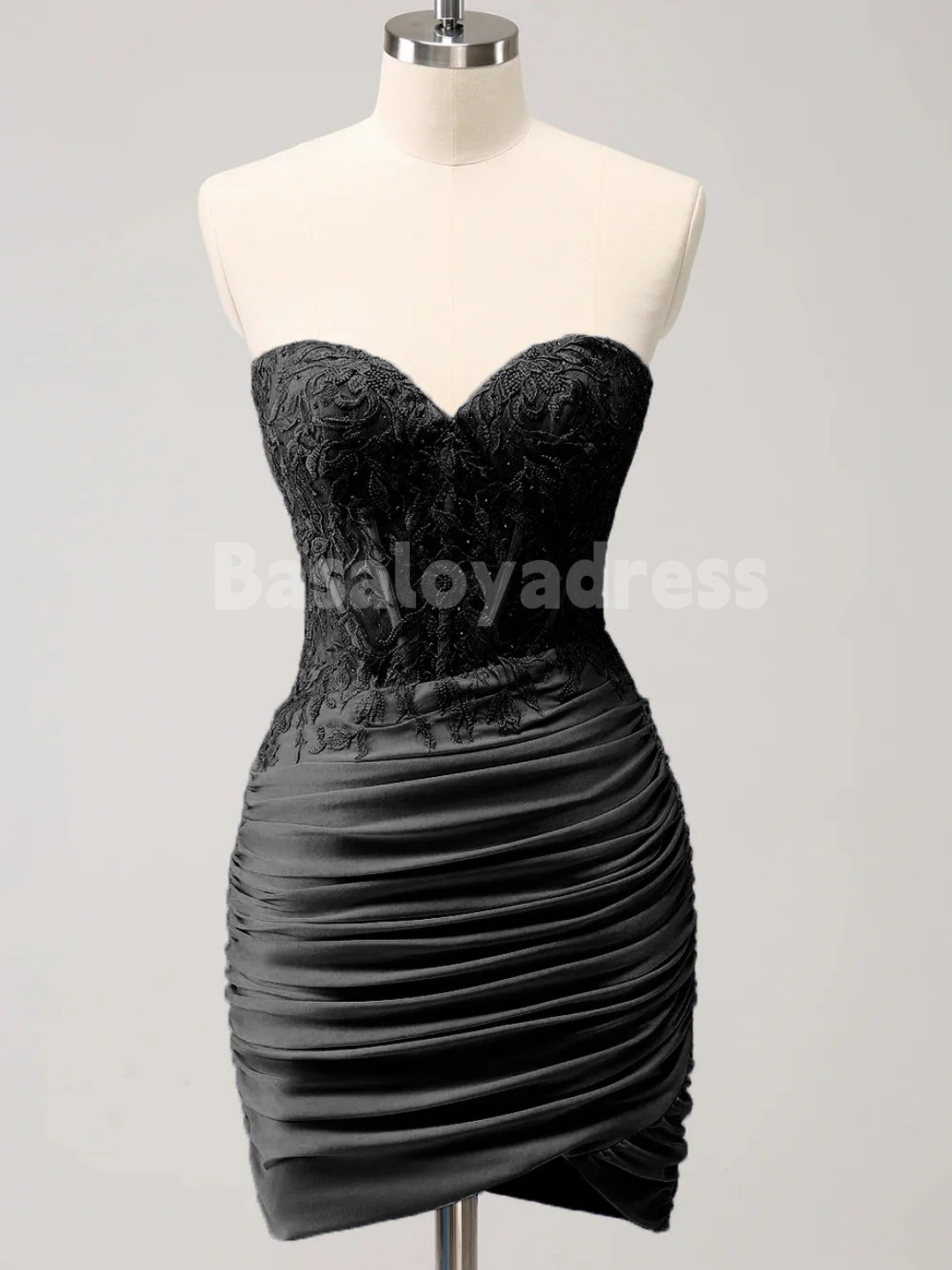 BSD00057 Glitter Lilac Tight Sweetheart Strapless Corset Pleated Tight Short Homecoming Dress with Lace Appliques and Beading
