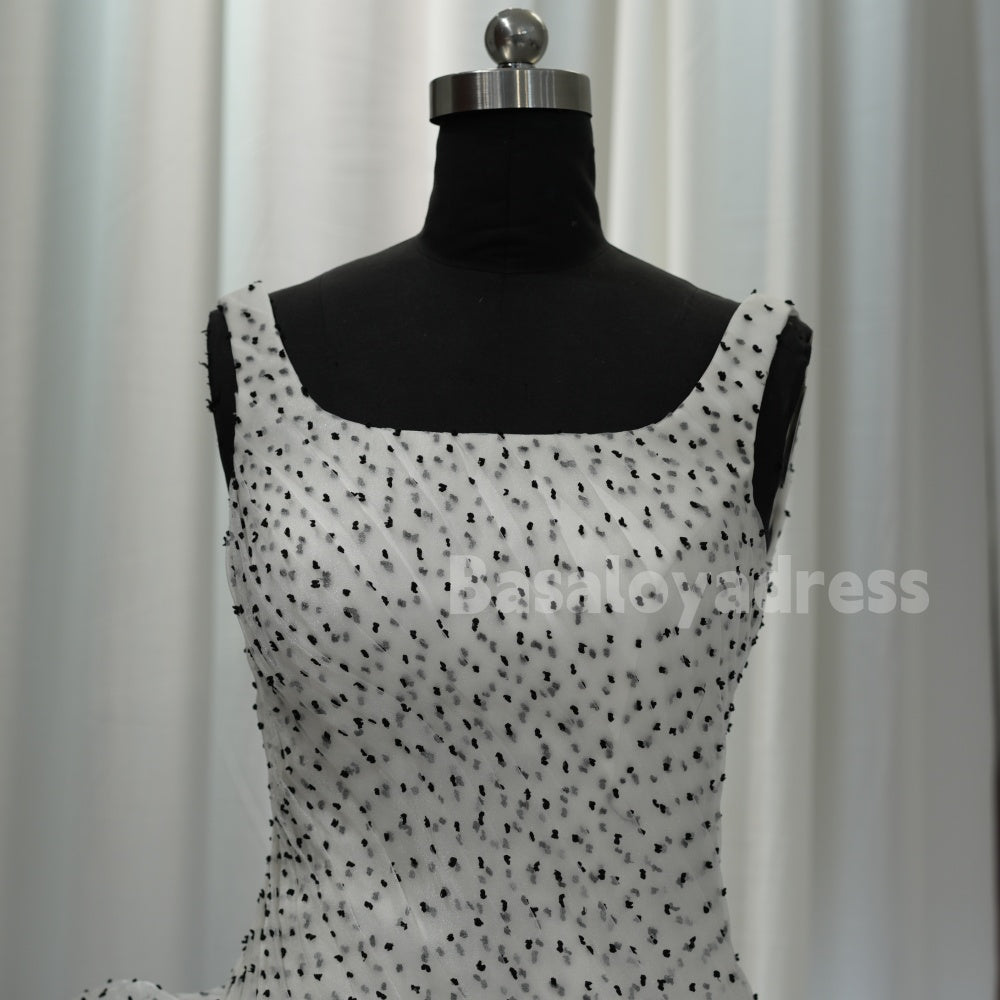 BSD00017 Cute Polka Dot Ballet Tutu with Wide Straps Sexy Polka Dot Print Cocktail Dress Casual Mini Homecoming Dress