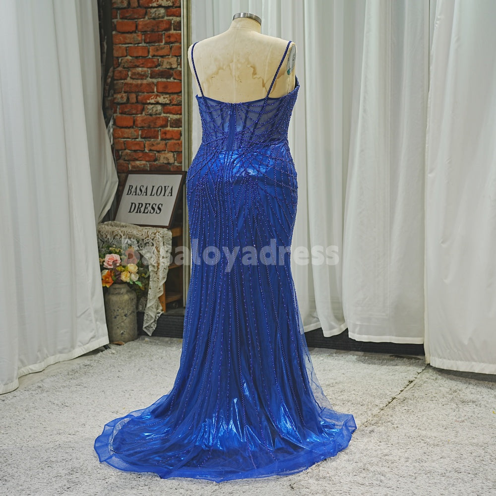 BDES00019 Custom made Sweetheart Neck Fitted Sheer Corset Long Bead Crystal Prom Dress Plus Size Dress