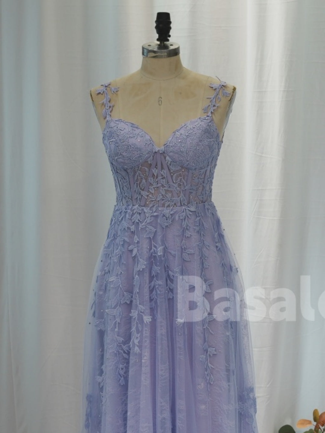 BDES00024 Light Blue/Light Purple Prom Dresses Lace Applique Evening Dresses Affordable Prom Dress
