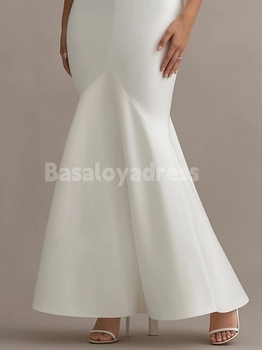 BDES00100 White Sweetheart Neck Maxi Mermaid Evening Dress Wide Straps Tassel Edge Formal Party Dress