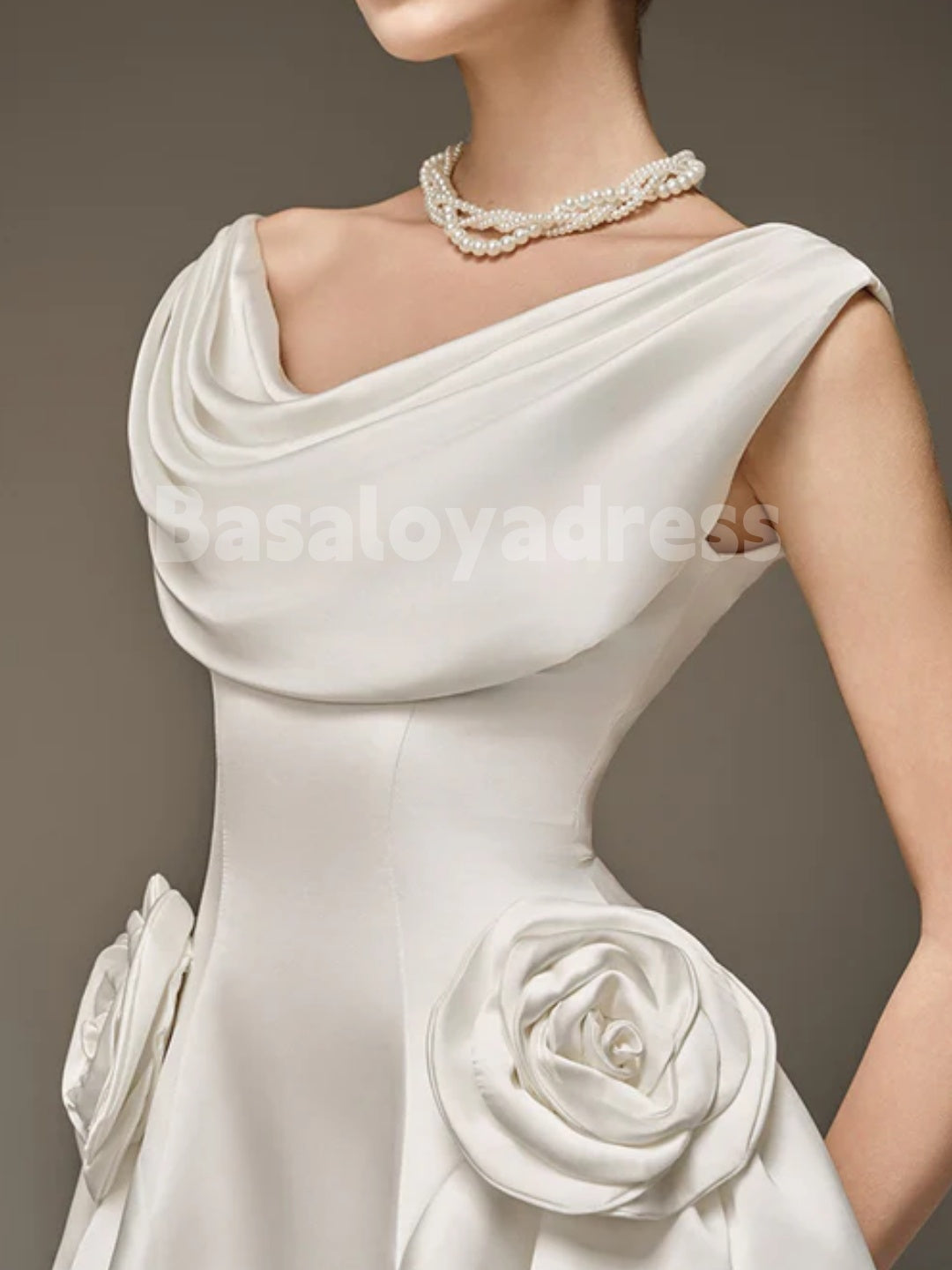 BSD00064 Solid Spliced 3D Flowers Mini Dresses Pleated Scoop Neck Sleeveless High Waist Temperament Cocktail Dress with Removable Large Bow