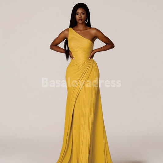 BDES00099 Women Evening Dress Formal High-end Party Prom Dresses One Shoulder Maxi Dress
