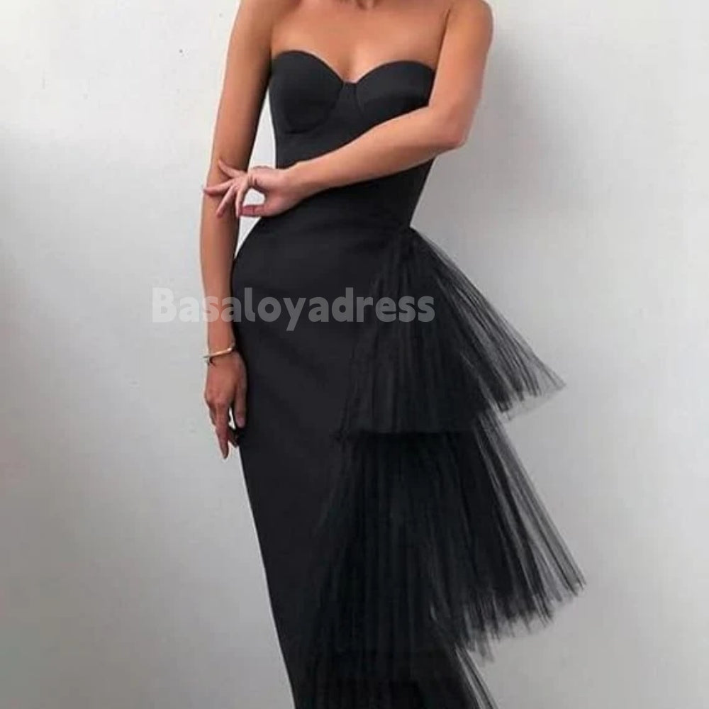 BDES00109 Elegant Long Dresses Sexy Evening Gowns Pleated Tull Sheath Split Dress Sleeveless Tube Dresses