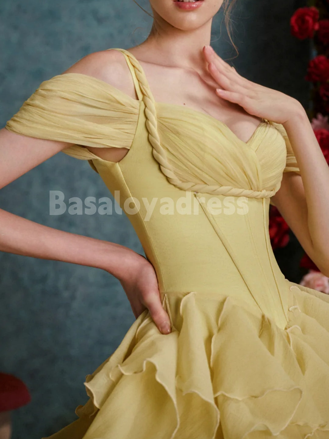 BSD00066 Elegant Yellow A-Line Wedding Party Dress Sweetheart Short Sleeves Organza Mini Dress Special Occasion Birthday Dresses Custom