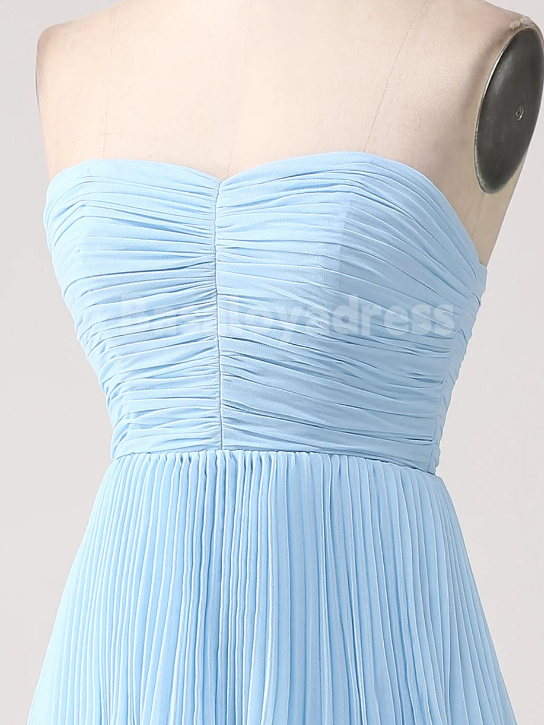 BDES00104 2025 A Line Chiffon Ruched Sweetheart Strapless Tiered Prom Dresses