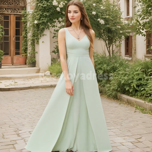 BDES00057 V-neck floor-length chiffon ruffled bridesmaid dress jumpsuit