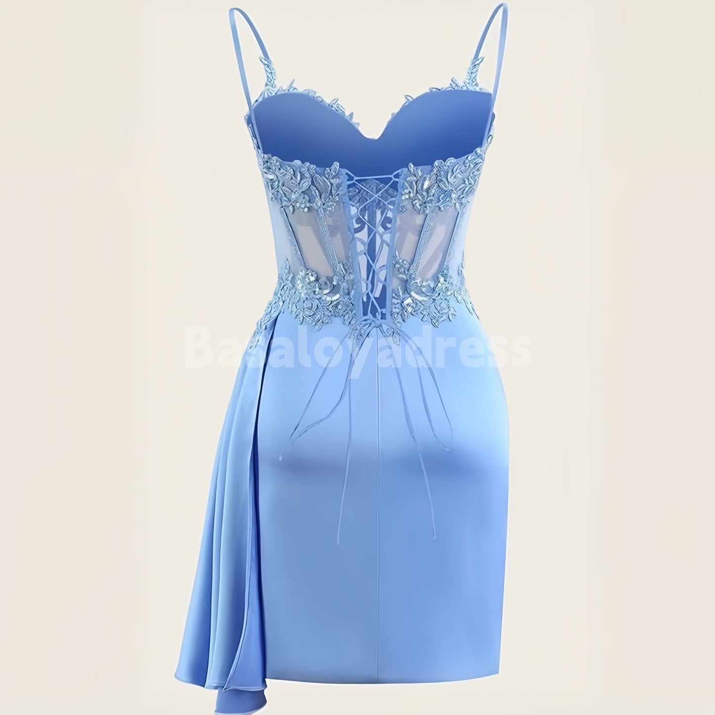 BSD00036 New 2026 Women Blue/Fuchsia Spaghetti Straps Corset Floral Tight Short Homecoming Dress