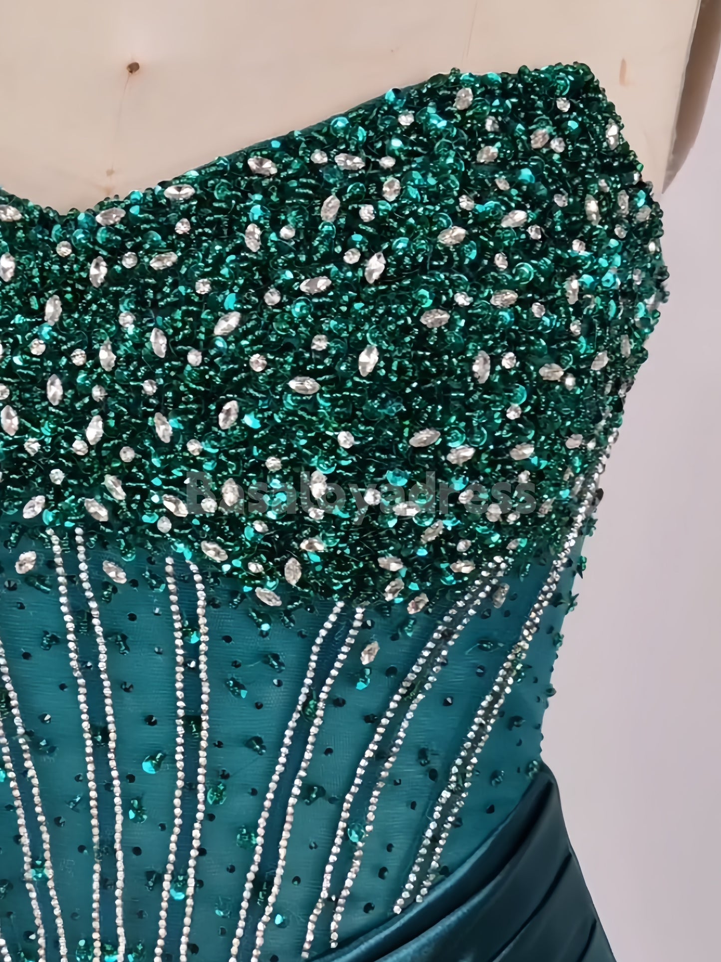 BDES00093 Strapless Slik Satin Prom Dresses 2025 Beaded Mermaid Evening Gown Long Corset Formal Dresses with Slit